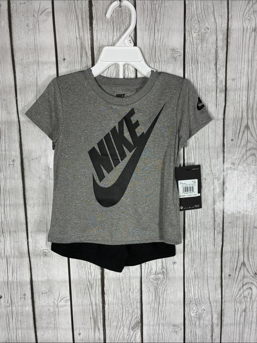 Nike Grey/Black Swoosh  Short-Sleeve Tee & Short Set